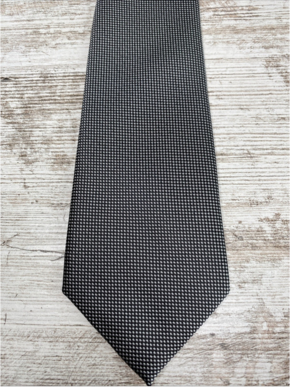 Black Silver Micro Check Tie 58” 3.25” Classic Business Office Career Necktie